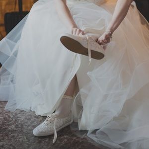 Keds x kate spade Champion Glitter, cream glitter, size 9.5 wedding sneakers